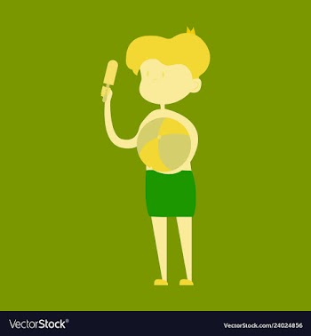 Kid eating ice cream vector image