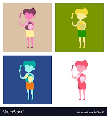 Kid eating ice cream vector image