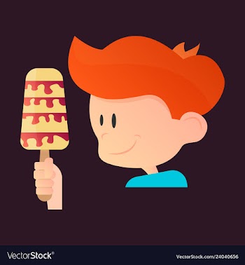 Kid eating ice cream vector image