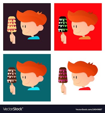 Kid eating ice cream vector image