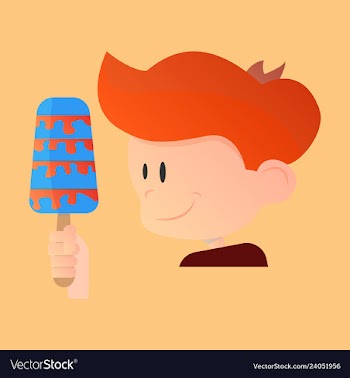 Kid eating ice cream vector image