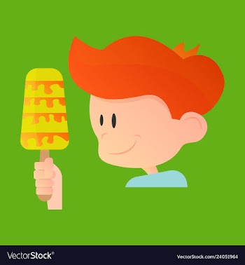 Kid eating ice cream vector image