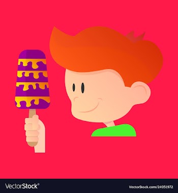 Kid eating ice cream vector image