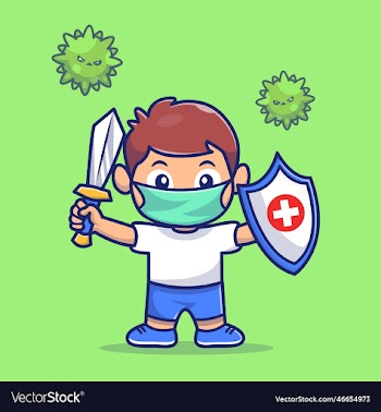 kid fight corona virus cartoon