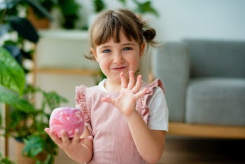 Kid holding a diy painted plant pot | Free stock photo | High Resolution image