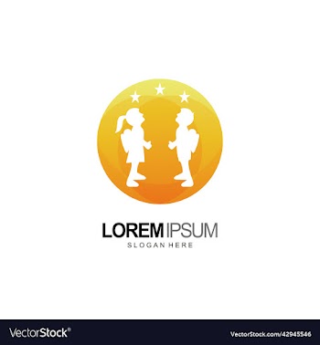 kid logo and star education in gold generation