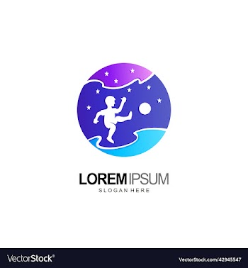 kid logo play football in dream and star template