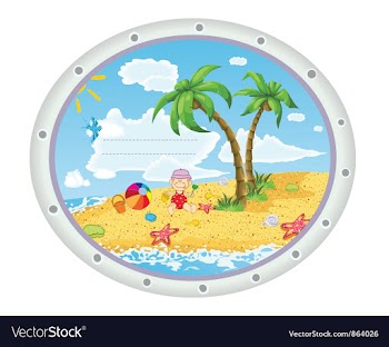 Kid playing at the beach vector image