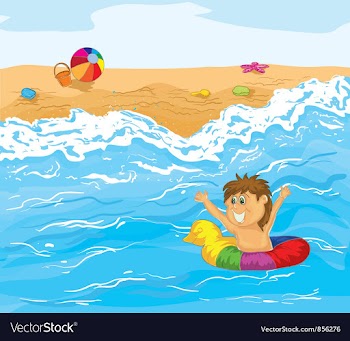Kid playing in water vector image