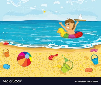 Kid playing in water vector image