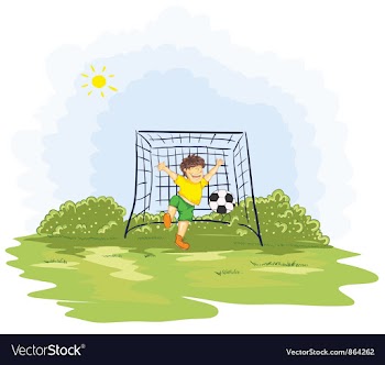 Kid playing soccer vector image