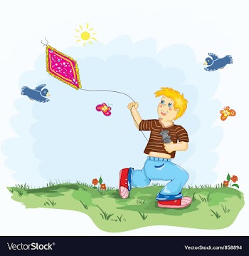 Kid with a kite vector image