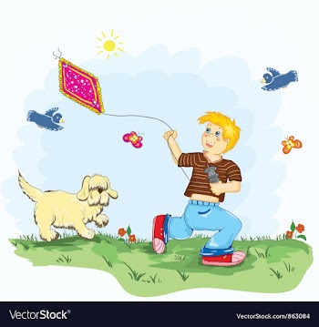 Kid with kite vector image