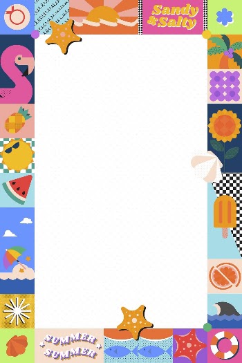 Kidcore tropical beach frame, funky | Free Photo - rawpixel