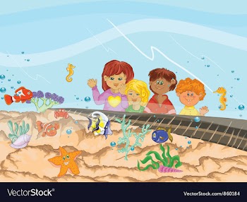 Kids at the aquarium vector image