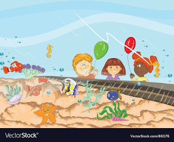 Kids at the aquarium vector image
