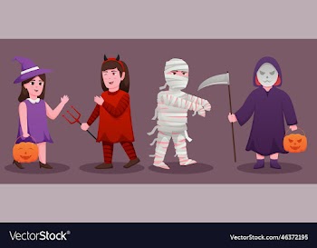 kids cartoon wearing halloween costumes