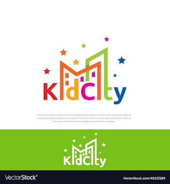 kids city logo design element colorful city