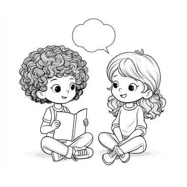 Kids Coloring Book Illustration - Speech Bubble Kids Coloring Book Illustration - Speech Bubble