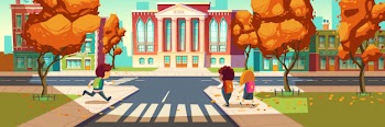 Kids go to school banner Free Vector