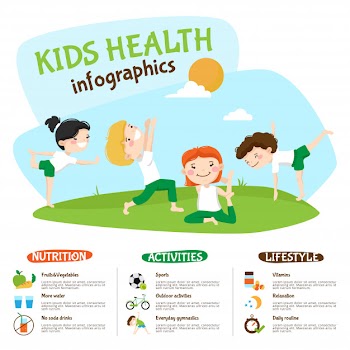 Kids healthy lifestyle yoga inforgrahic poster Free Vector