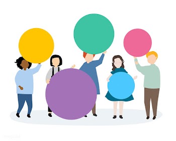 Kids holding colorful circles illustration | Free stock vector - 469960