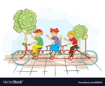 Kids on a bike vector image