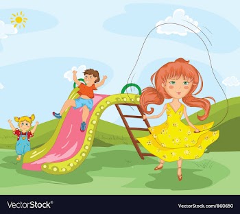 Kids playing in the park vector image