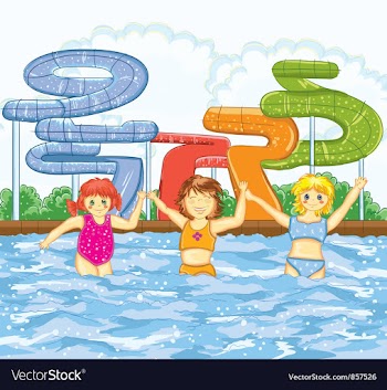 Kids playing in the swimming pool vector image