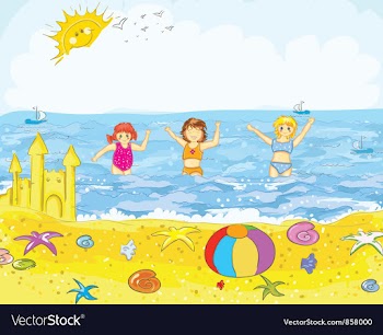 Kids playing on the beach vector image