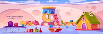Kids playroom interior, empty indoors playground Free Vector