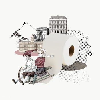 Kids riding a sled on a toilet tissue during coronavirus pandemic desi.. | Free  transparent png - 2319572