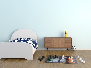 kids room bed room Interior 3d rendering image