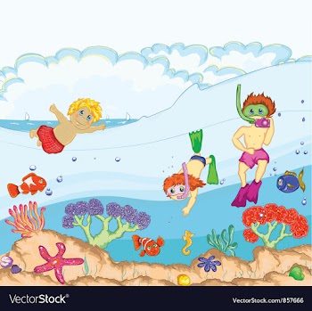 Kids swimming vector image