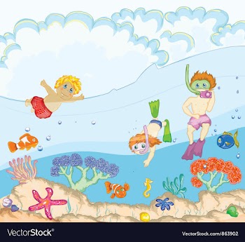 Kids swimming vector image
