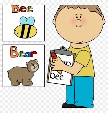 Kids Writing Clipart Boy Writing Words On Clipboard - Writing Words Clipart