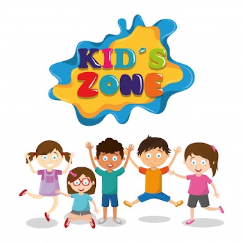 Kids zone children entertaiment cartoons Free Vector