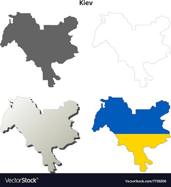 Kiev city blank outline map set vector image