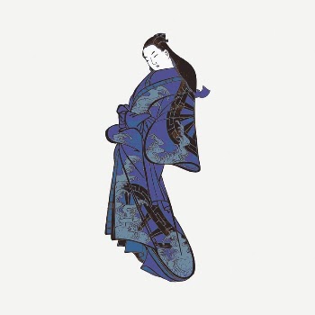 Kimono Girl clipart, vintage illustration | Free PSD Illustration - rawpixel