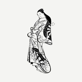 Kimono Girl clipart, vintage illustration | Free PSD Illustration - rawpixel