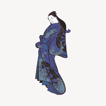 Kimono Girl collage element, drawing | Free Vector Illustration - rawpixel