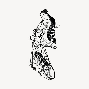 Kimono Girl collage element, drawing | Free Vector Illustration - rawpixel