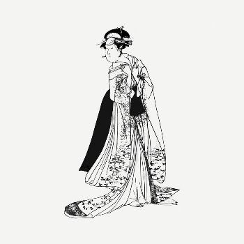 Kimono Lady clipart, vintage illustration | Free PSD Illustration - rawpixel