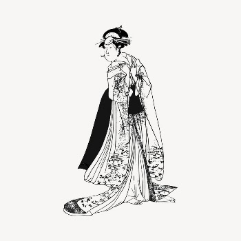 Kimono Lady collage element, drawing | Free Vector Illustration - rawpixel