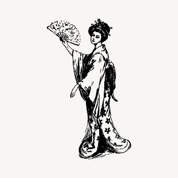 Kimono lady collage element, drawing | Free Vector Illustration - rawpixel