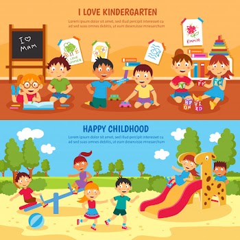 Kindergarten banner set Free Vector
