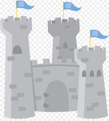 King Arthur Princess Clip art - Cartoon gray castle with blue banner 