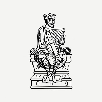 King playing harp clipart, antique | Free PSD Illustration - rawpixel
