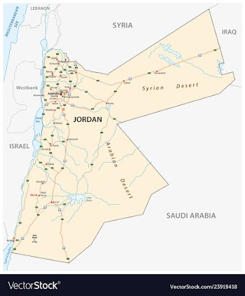  					Kingdom of jordan road map vector image														