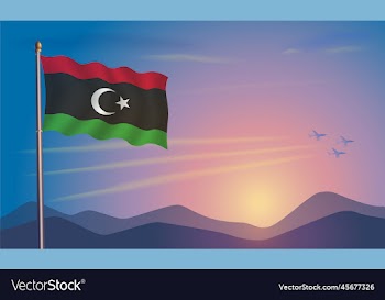 kingdom of libya flag in the morning sun